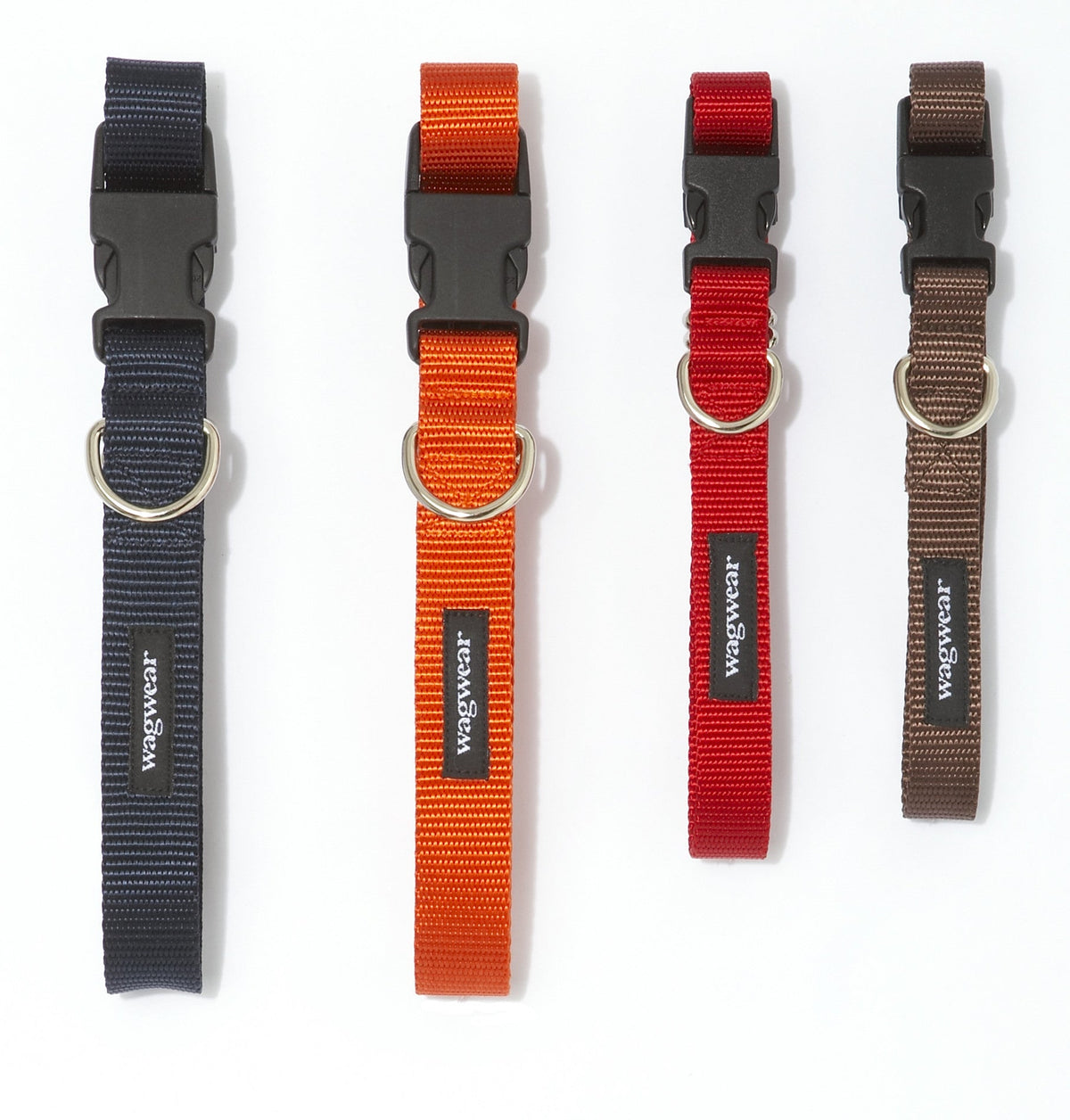 nylon metro collar in navy, orange, red, and brown