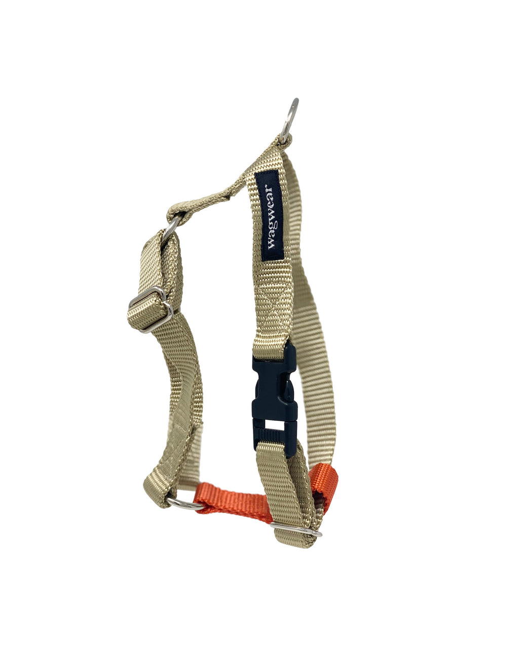 contrast nylon harness in tan and orange