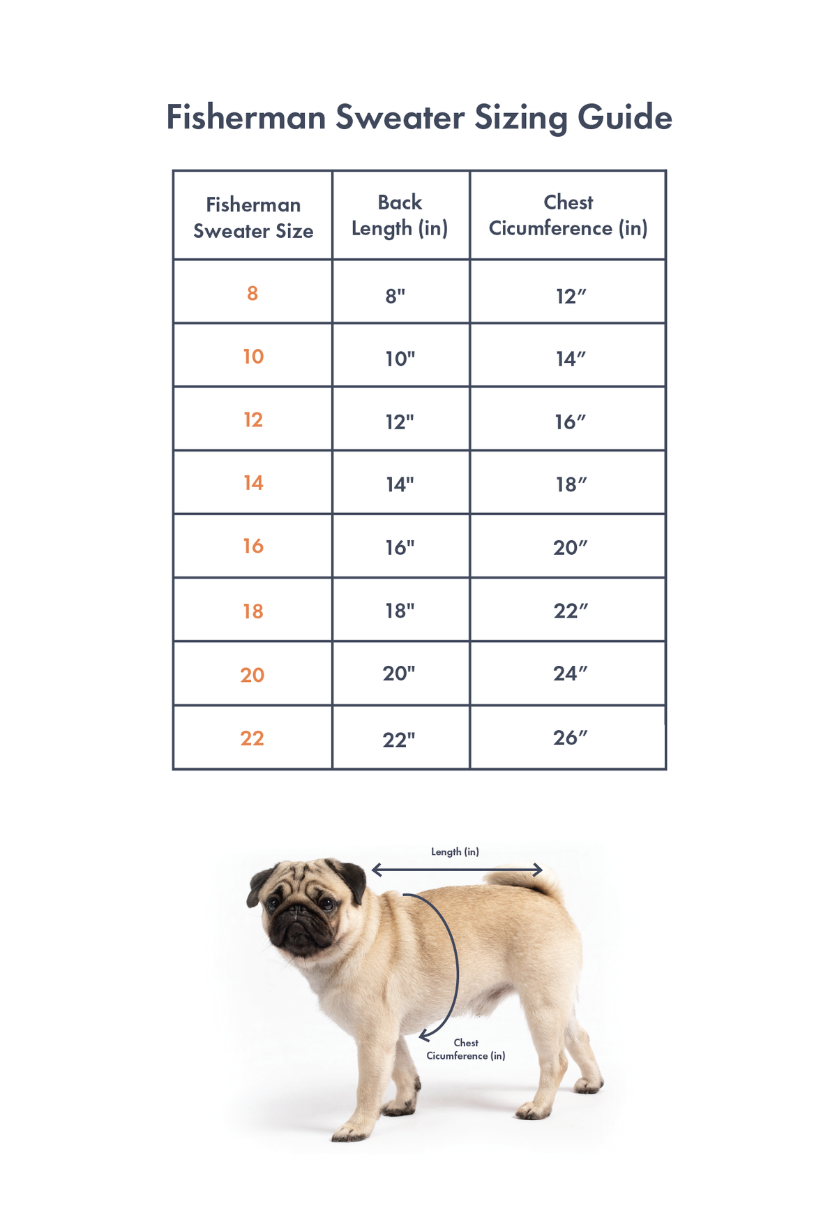 fisherman sweater size guide